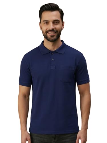 Image of Lux Cozi Men's Polo T-Shirt Regular Fit Half Sleeves with Pocket | Cotton Blend Polo Neck Collar T-Shirt for Men | Casual, Office Comfortable Breathable T-Shirt | Stylish Plain Tee