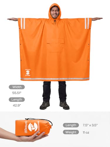 Image of SaphiRose Hooded Rain Poncho Waterproof Raincoat Jacket for Men Women Adults