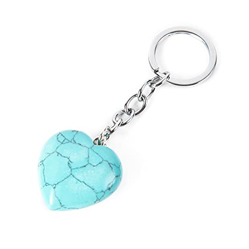 YGLINE Natural Heart Love Crystal Stone Keychain Chakra Reki Healing