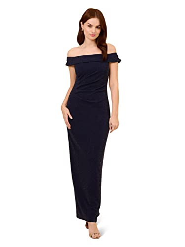 Image of Adrianna Papell Women's Metallic Knit Draped Gown