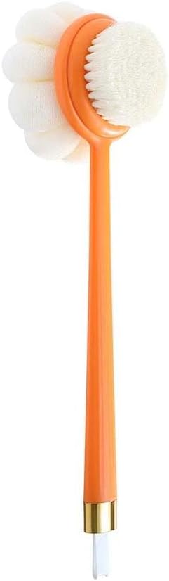 Long Handle Exfoliating Bath Brush – Dual-Sided Body Scrubber & Massage Tool Orange