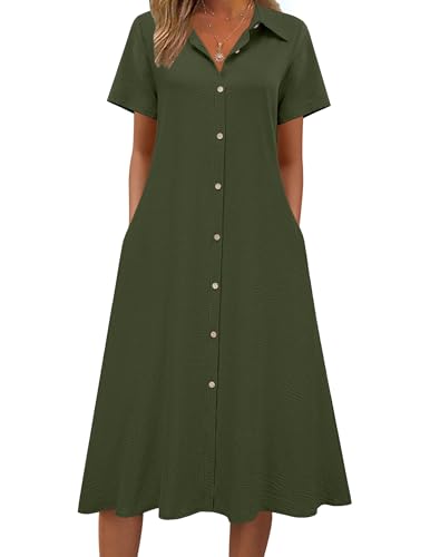 Zeagoo Green Women Beach Dresses Casual Summer T Shirt Dress Short Sleeve A-Line Loose Cover Ups...
