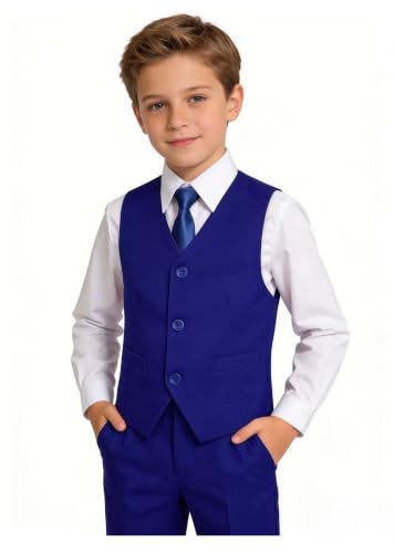 Image of Boys Formal Suits Slim Fit Vest Pant Set for Kids Wedding Tuxedo