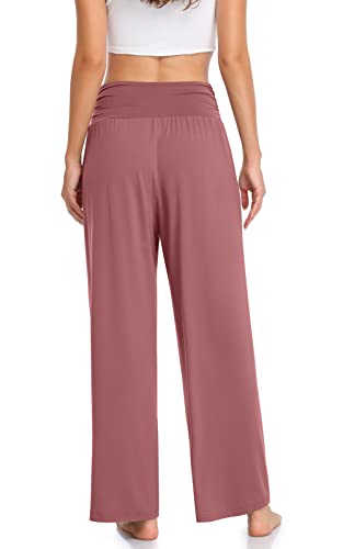Image of TARSE Womens Wide Leg Pants Casual Loose Yoga Sweatpants Comfy Lounge Pajama Flowy Pants Pockets