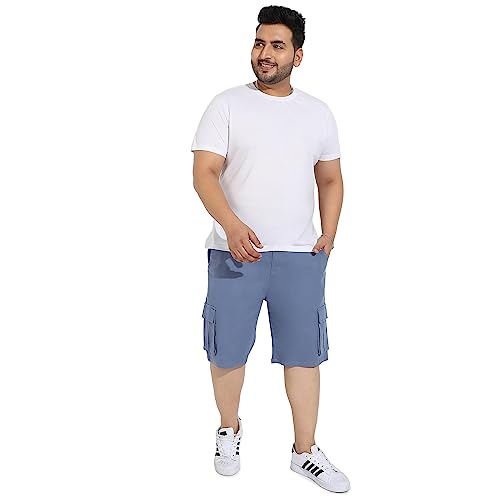 Image of Instafab Plus Men's Cargo Shorts for Casual Wear | 6 Pockets | Plus Size Fit | Button Closure | Cotton Poly Cargo Shorts Crafted with Comfort Fit for Everyday Wear