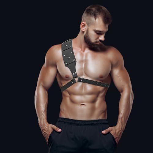 Anseom Mittelalterliche Retro Schwert Schulter Rücken Scheide Froschhalter, Schwarz Größenverstellbar Krieger Kostüm Schutzhülle Schwert Leder Schnalle Holster für Erwachsene Männer Schwerthalter