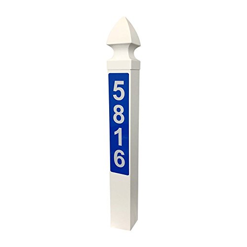 White Address Post 32" - Essex/Blue Reflective