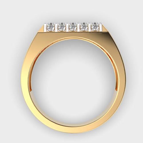 Bague chevalière Echo Beam argent 925 femme avec moissanite ronde plaqué or