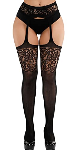 Image of Womens Suspender Pantyhose High Waist Fishnet Tights Fishnet Stockings Thigh High Stockings
