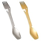 Ayyaju Multifunctional camping tableware 5-in-1 Stainless Steel camping can opener Spoon Fork Knife...