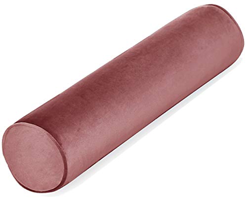 Tinbolunce Memory Foam Round Neck Pillow for Sleeping, Neck Pain Relief, Side Back Stomach Sleeper, Car or Office Chair Sofa,Cervical Bolster Length 24" x 6" Diameter (Gray Pink)