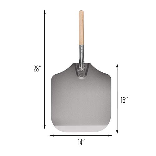 Kitchen Supply 14-Inch x 16-Inch Aluminum Pizza Peel with Wood Handle