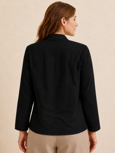 Image of RIEKA Womens Off White Cotton Shirt with Multicolour Floral Embroidery Button Down Mandarin Collar Relaxed Fit Casual Wear Top