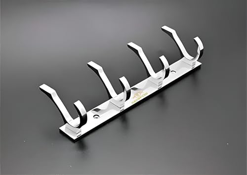 Image of Heavy Duty S Type Stainless Steel Cloth Hanger Suitable for Bathroom Bedroom Kitchen Wall Hook Rail Hanging Scarf Coat Keys Tie Towel Door Robe (Pack of 1, 4 Pin Silver)