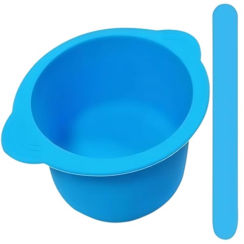 1 pot de cire en silicone réutilisable, revêtement pliable avec tiges d'agitation, design anti-brûlure, pot intérieur en silicone pour épilation à la...