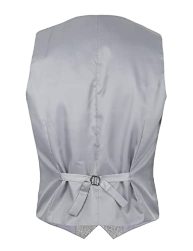 Alizeal Mens Formal Tweed Suit Vest Double Breasted Slim Fit Wool Tuxedo Solid Waistcoat, Light Gray-S #TOP4