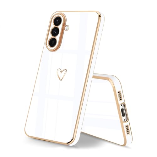 HopMore Funda para Samsung Galaxy A36 5G Carcasa Protectora Antigolpes con Patrón de Corazón, Carcasa de Silicona TPU Suave Antichoque Ultra Fina Case para Samsung A36 5G, Blanco