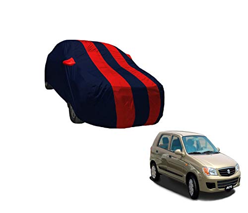 Image of Auto Hub Car Cover Compatible with Maruti Alto with Weather Proof, Mirror Pocket, Triple Stitched, Alto Car Cover- Navy-Red