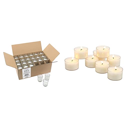 Stonebriar Sb-Sp-3210A 15 Hour Long Burning Unscented Wax Filled Votive Holders, 48 Pack, White & 96 Pack Unscented 6 To 7 Hour Extended Burn Time Clear Cup Tea Light Candles #TOP18