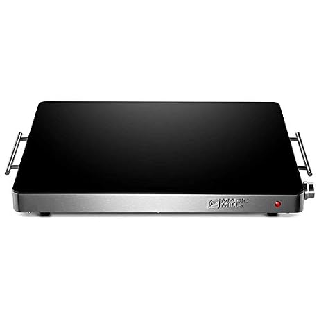 Magic Mill Large Electric Glass Top Food Warming Tray Buffet, Keep Your Food Hot During Holiday Parties, Adjustable Temperature Control, Stay-Cool Handles, Modern Stainless Steel Design, ETL Approved