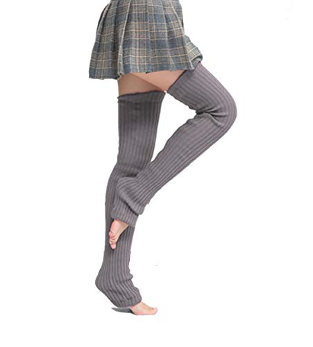 Nanxson Mujer Calientapiernas Calentar de Invierno Calentadores Piernas para Danza Yoga Formación (L, Gris oscuro)