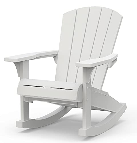 Keter Adirondack Rocker Resin Outdoor Furniture Patio Chair -Perfect For Porch, Pool, And Fire Pit Seating, White #TOP7
