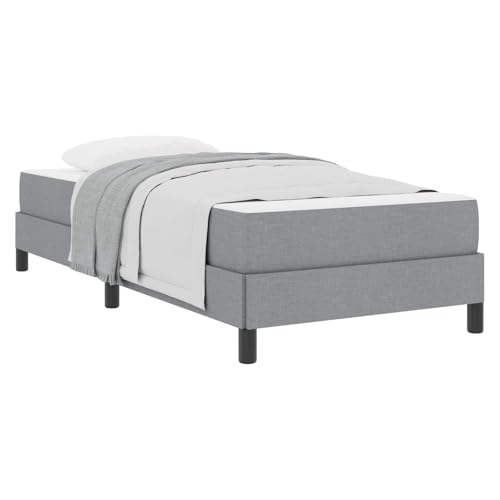 vidaXL Boxspringbett mit Matratze Hellgrau 100 x 200 cm Stoff, Moderner Schlafzimmer-Bettgestell, rechteckiger Boxspring, gemütliche Plattform, langlebige Schlaflösung, Elegantes Design