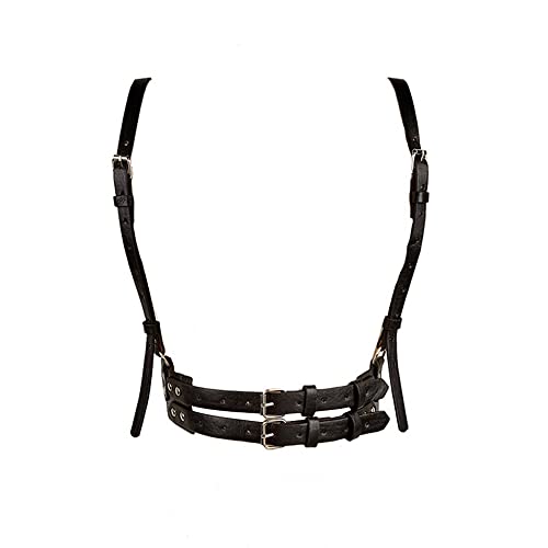 TOFBS Punk Leder Körperkette Harness Gürtel Körper Brust Kette Schwarz Gothic Weste Gürtel Verstellbare Körperschmuck für Frauen Mädchen Cosplay Party Rave Halloween Kostüm (#6) Cover