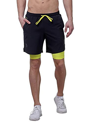 Image of TRUEREVO - 2 in 1 Running Sports Shorts for Men with Mobile Phone Pocket - Quick Dry & Lightweight Moisture-Wicking Active Wear, Gym Shorts for Men Workout - Double Layer Half Pant with Inner Tights