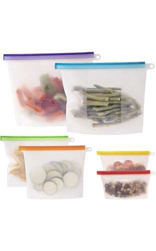 Silicone Reusable Food Storage Bags - Set of 4 Leakproof
