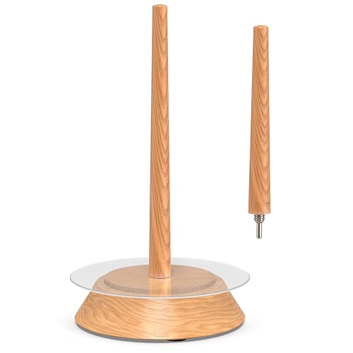 Image of BARVA Yarn Holder Set 22 Lb Capacity w /Extra Spindle | Acrylic Disk for 12 Inch Chunky Yarn Cakes | Bearing Spinner & Big Rubber Anti Slip Pads | European Crochet Accessories & Fiber Crafts Pro Tools