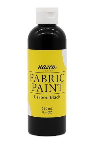 Nazca Colors Pintura Textil Negra 250ml – Pintura para Tela y Cuero Permanente ideal para Pintar Ropa, Camisetas, Jeans, Bolsas, Zapatillas de Tela y Piel – Gran Capacidad de Cobertura