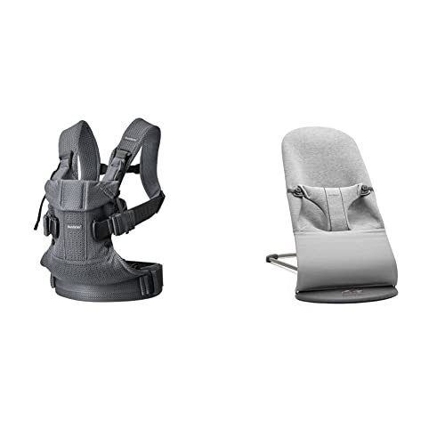 BabyBjörn Baby Carrier One Air, 3D Mesh, Anthracite & Bouncer Bliss, Dark Grey Frame, 3D Jersey, Light Grey