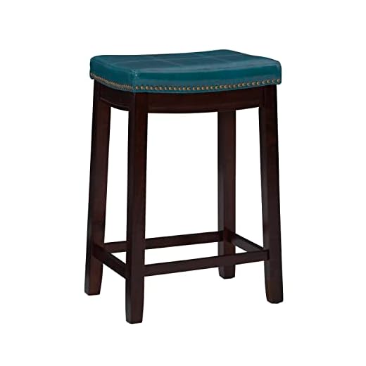 Linon Carson Blue Backless Counter Stool, Brown
