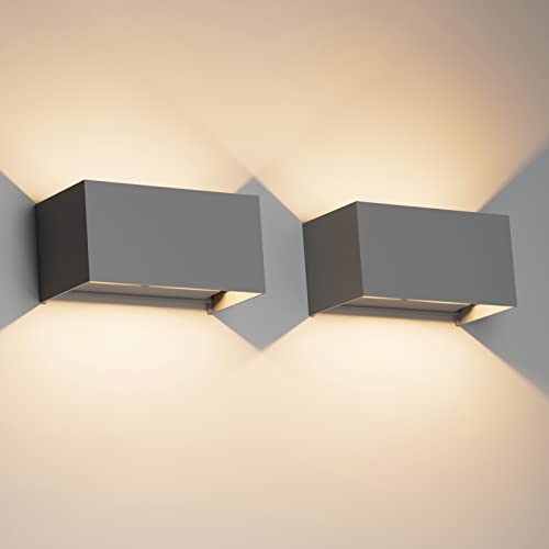 Klighten 24W LED Wandleuchte Innen/Außen,2PCS Außenlampe Außenleuchte...