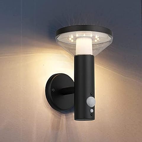 Solar Lights Outdoor Garden Waterproof - DOMAX 1957BK Solar Garden Lights with Motion Sensor IP44 Water Resistance Aluminium Case… Cover