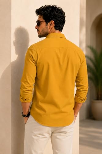 Image of Men Linen Cotton Full Sleeve Shirt for man | Mens Casual Shirt |Shirts for Men Stylish | Men Shirts | Casual Business Party Festival Regular Fit