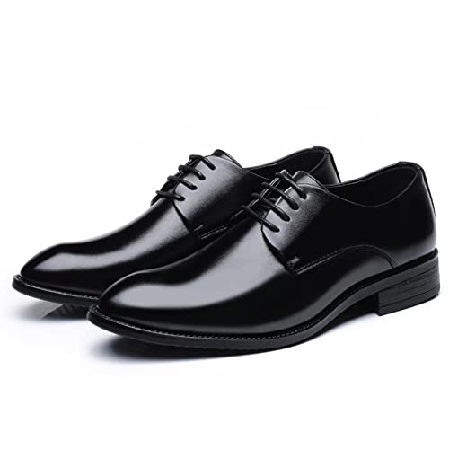 Single Season Oxford Shoes for Men Lace Up Round Toe Derby Shoes Vegan Leather Block Heel Non Slip Resistant Anti-Slip Rubber Sole Wedding Very Popular Among Young People