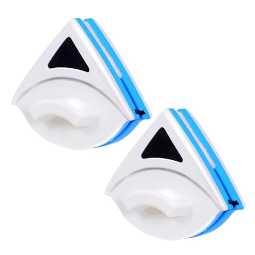 CAWKAY ガラスクリーナー 2個セット 両面 窓ガラス掃除 窓拭き ガラス拭き 水切りワイパー マグネット式 掃除プロ用ツール 設置簡単 (ブルー)