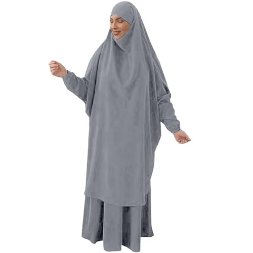 Tenue islamique haut de gamme en tissu opaque et doux gris