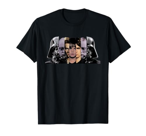 T-shirt Star Wars Darth Vader evolution des masques en coton noir geek