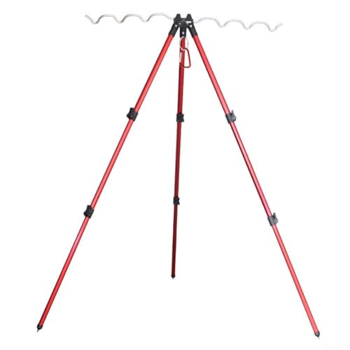 B Red Fishing Rod Tripod Bracket, Adjustable Portable Folding Tripod Stand For Outdoor, Telescopic Stand For Fishing Poles