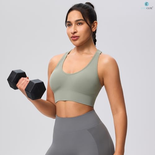 Image of Evercute Sports Bras for Women Padded Medium Support Criss Cross Strappy Bra Seamless High Impact Yoga Exercise Athletic Bras