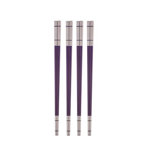 Reusable Stainless Steel Chopsticks,Dishwasher Safe , Easy to Use(4 PCS,purple)