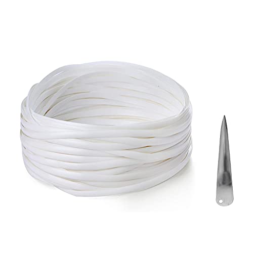 Rattan Furniture Fixing Kit (Contains Weaving Tool), Wicker Repair Material, White Flat Plastic Woven Material for Installing Rattan Furniture and Garden Chair Basket -70m (220 ft)