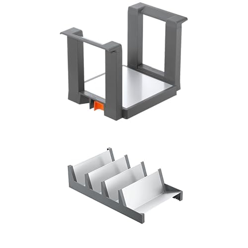 Blum Bundle AMBIA-LINE Tellerhalter | Aufbewahrung für bis zu 12 Tellern | Oriongrau + AMBIA-LINE Gewürzregal | für bis zu 16 Gewürzgläser oder -packungen | platzsparend und stabil | Oriongrau