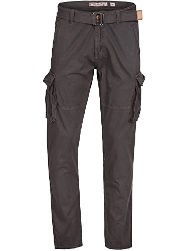 Indicode Hommes William Pantalon Cargo en Coton avec 7 Poches et Ceinture Raven Medium - Image 4