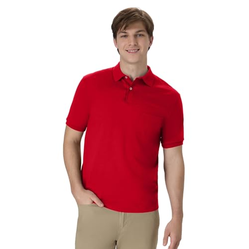 Hanes Men's Short-Sleeve Jersey Pocket Polo (Pack of 2), Deep Red, Small - image 2