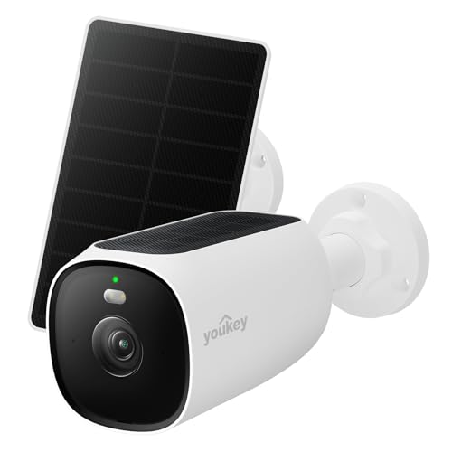 youkey Solar Security Camera Wireless Outdoor, 24/7 AOV Recording, 2.5K No Subscription Secuirty...
