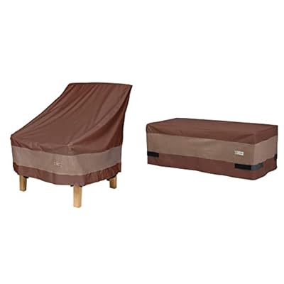 Duck Covers Ultimate Waterproof Patio Chair Cover, 30 Inch Ultimate Waterproof 47 Inch Rectangular Patio Coffee Table Cover, Outdoor Ottoman Cover